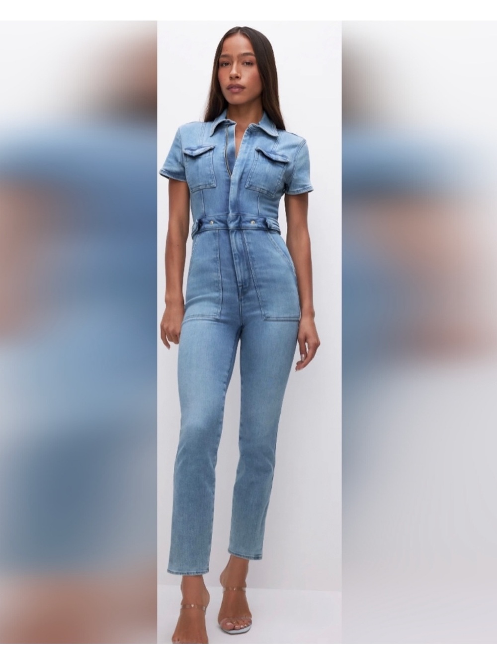 NWT Good American Fit for Success Straight Leg Denim Jumpsuit Sz Small